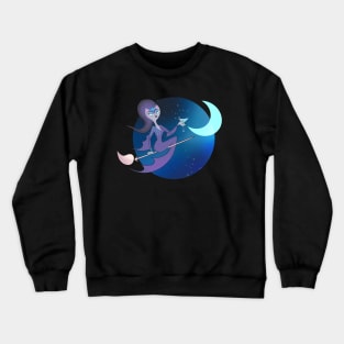 Witchy Kitty Halloween Retro Cat Crewneck Sweatshirt